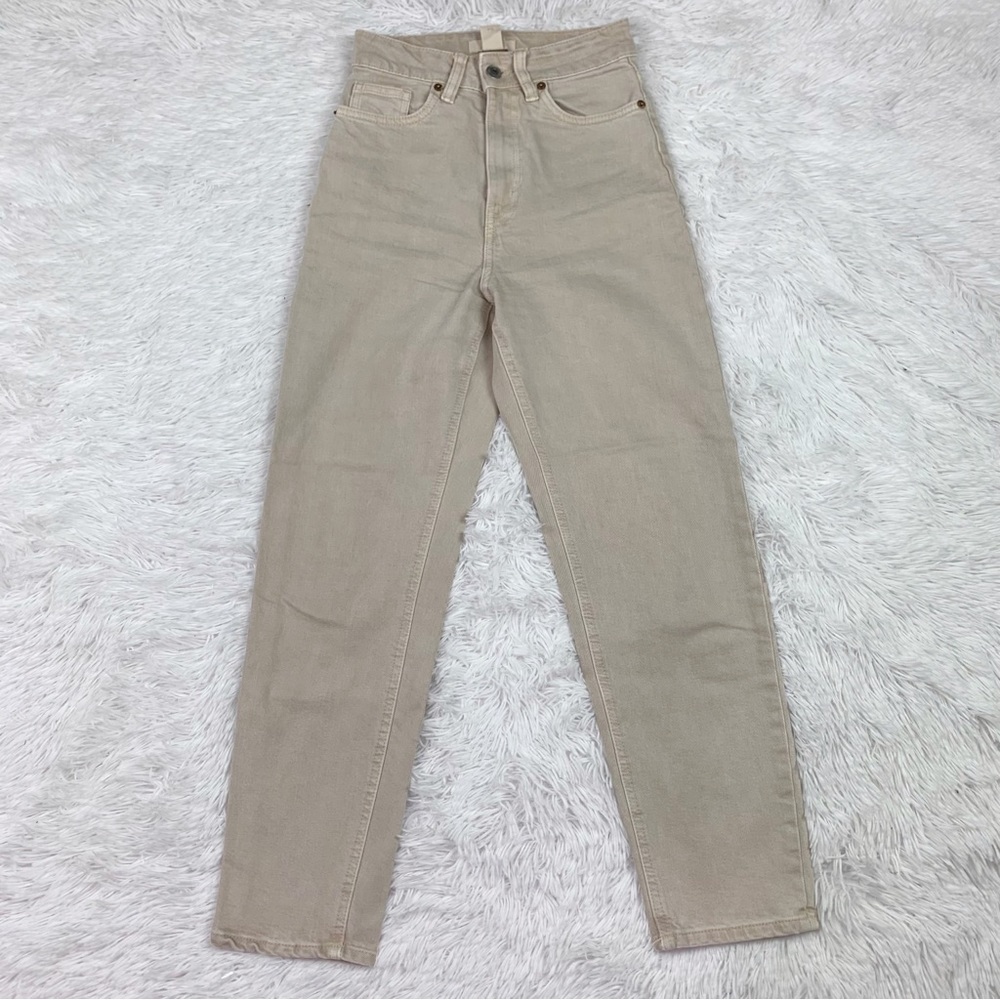 H&M high waisted straight leg‎ jeans in beige